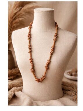 Organic Sculptural Bead Necklace, Earth Tone Statement Jewelry, Boho Minimalist